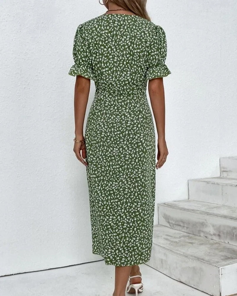 V-Ausschnitt Midi-Kleid Damen – Weiches Sommerkleid für Festliche Anlässe und Vielseitigen Stil