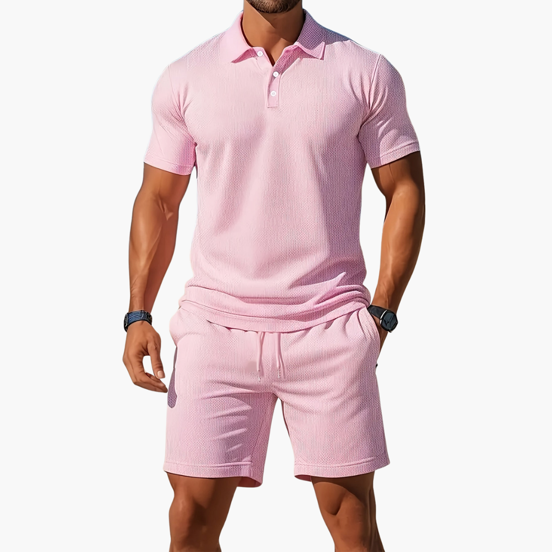 Men’s Polo & Shorts Set Smart-Casual Matching Summer Outfit