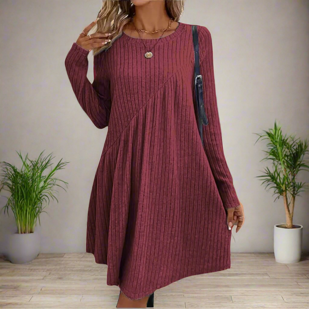 Elegantes Damenkleid Aus Leichtem Stoff Für Alltag Und Lässige Anlässe, Vielseitig Kombinierbar, In Mehreren Farben Erhältlich