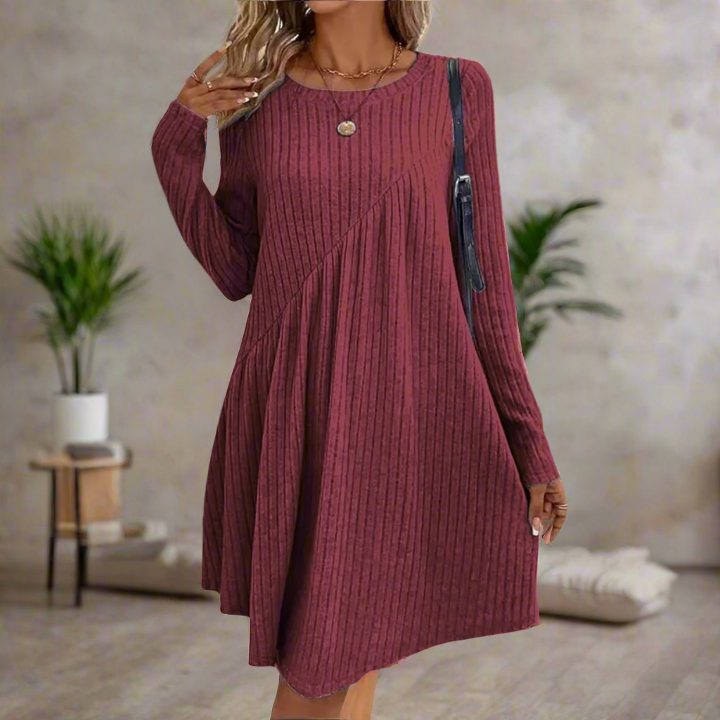 Elegantes Damenkleid Aus Leichtem Stoff Für Alltag Und Lässige Anlässe, Vielseitig Kombinierbar, In Mehreren Farben Erhältlich