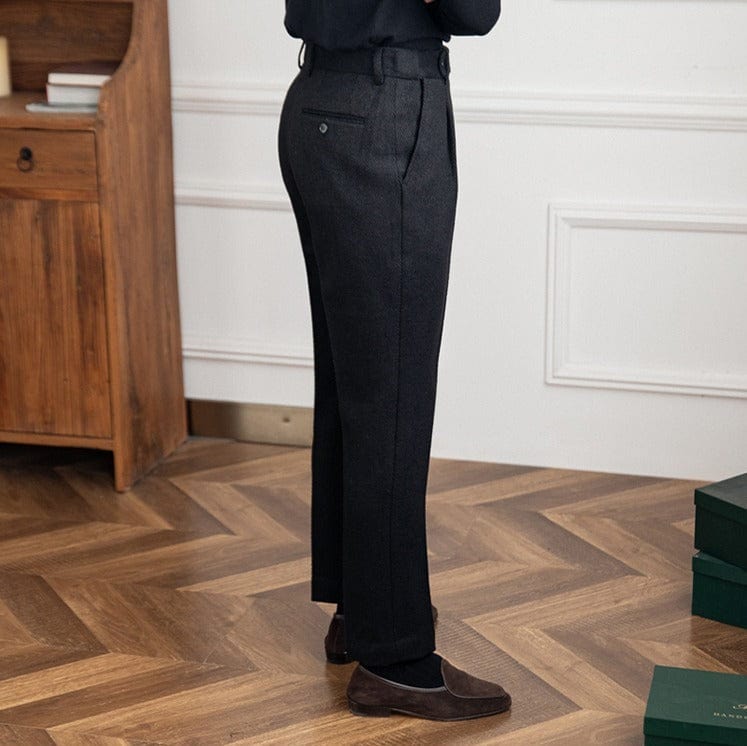 Elegante Chevron-Muster Wollhosen für Frauen mit Knopfverschluss und geradem Schnitt-5
