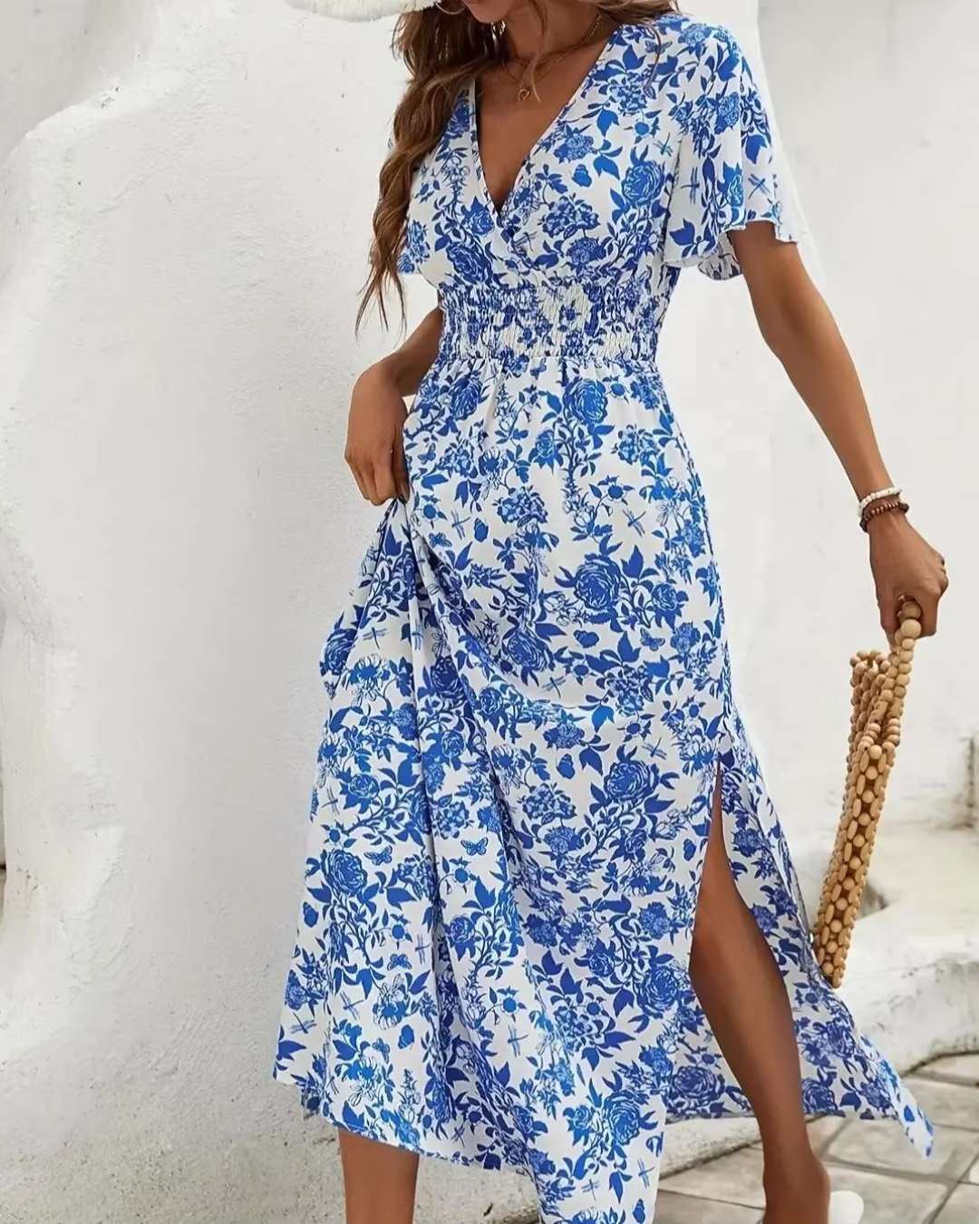 Schickes Blumenmuster Damenkleid, Leichtes, Lässiges, Atmungsaktives Kleid für Warme Tage