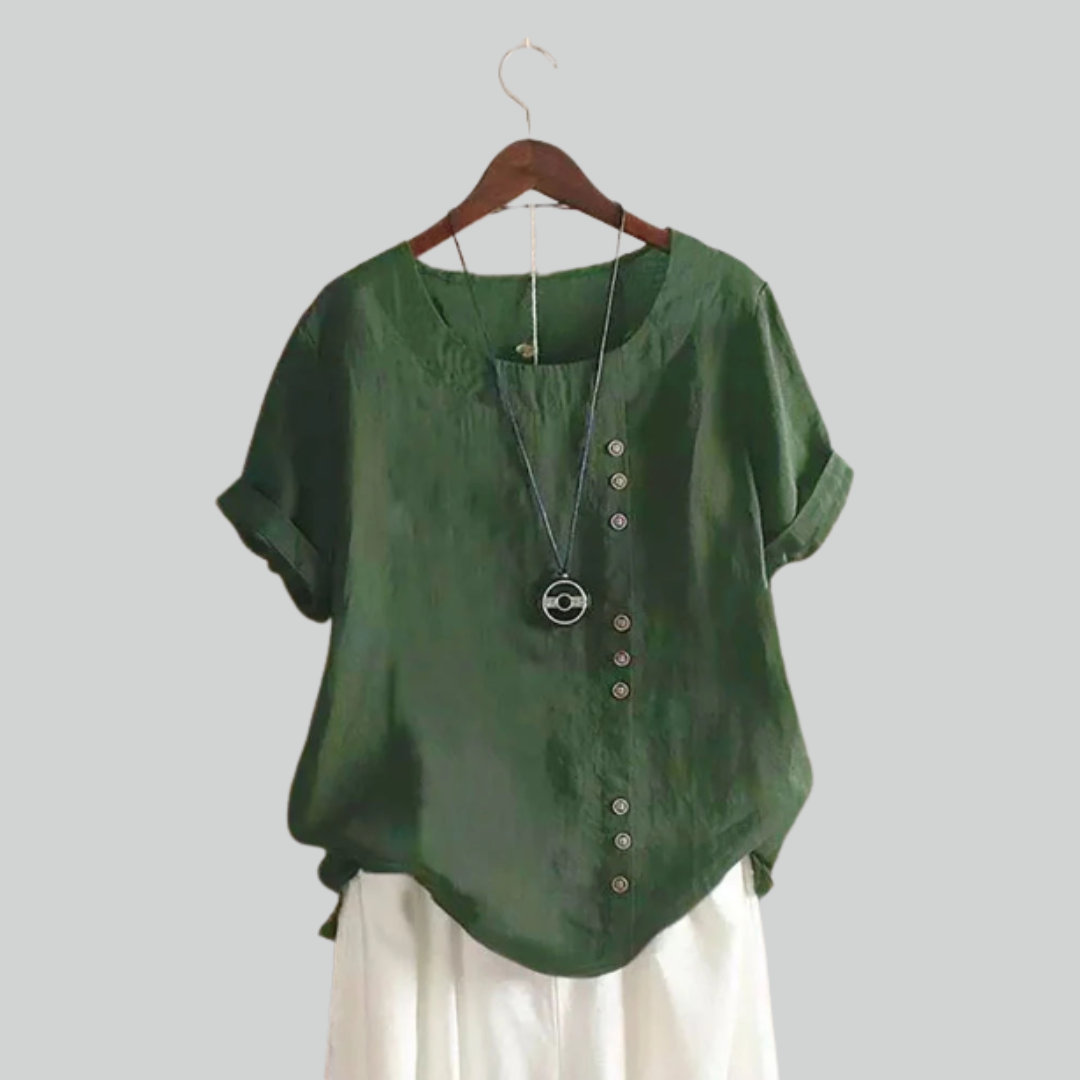 Vintage Knopf T-Shirt Casual Oversize T-Shirt für Damen – Lässige Sommermode-3