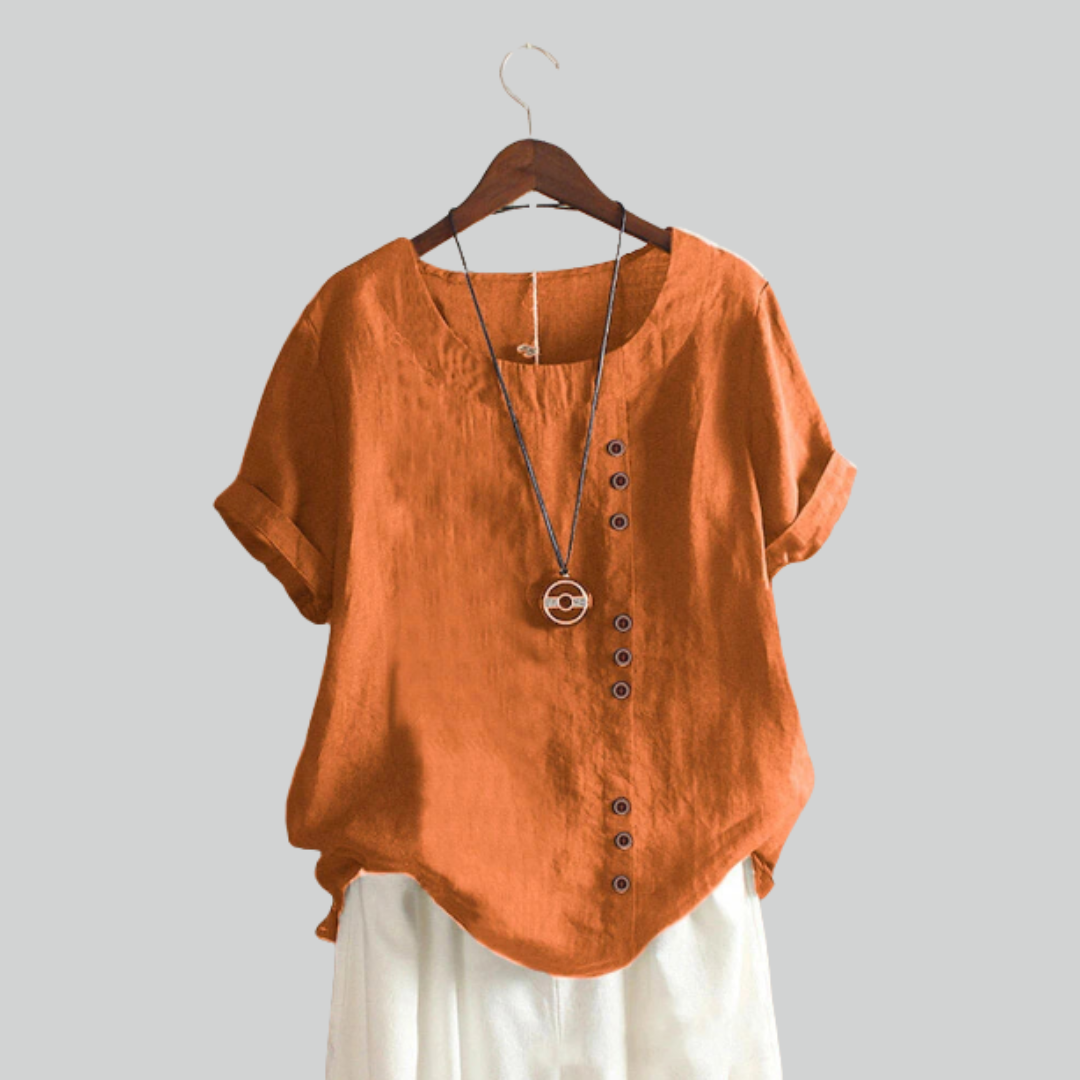 Vintage Knopf T-Shirt Casual Oversize T-Shirt für Damen – Lässige Sommermode-4