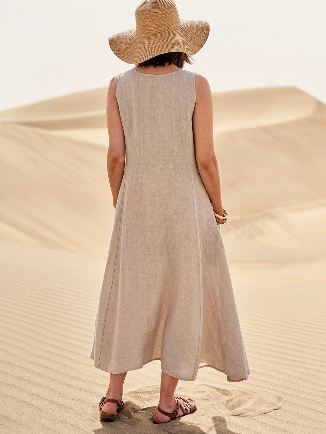 Damen Sommerkleid Mit Taschen, Lässiges Kniehohes Baumwollkleid Für Täglichen Komfort Und Stil