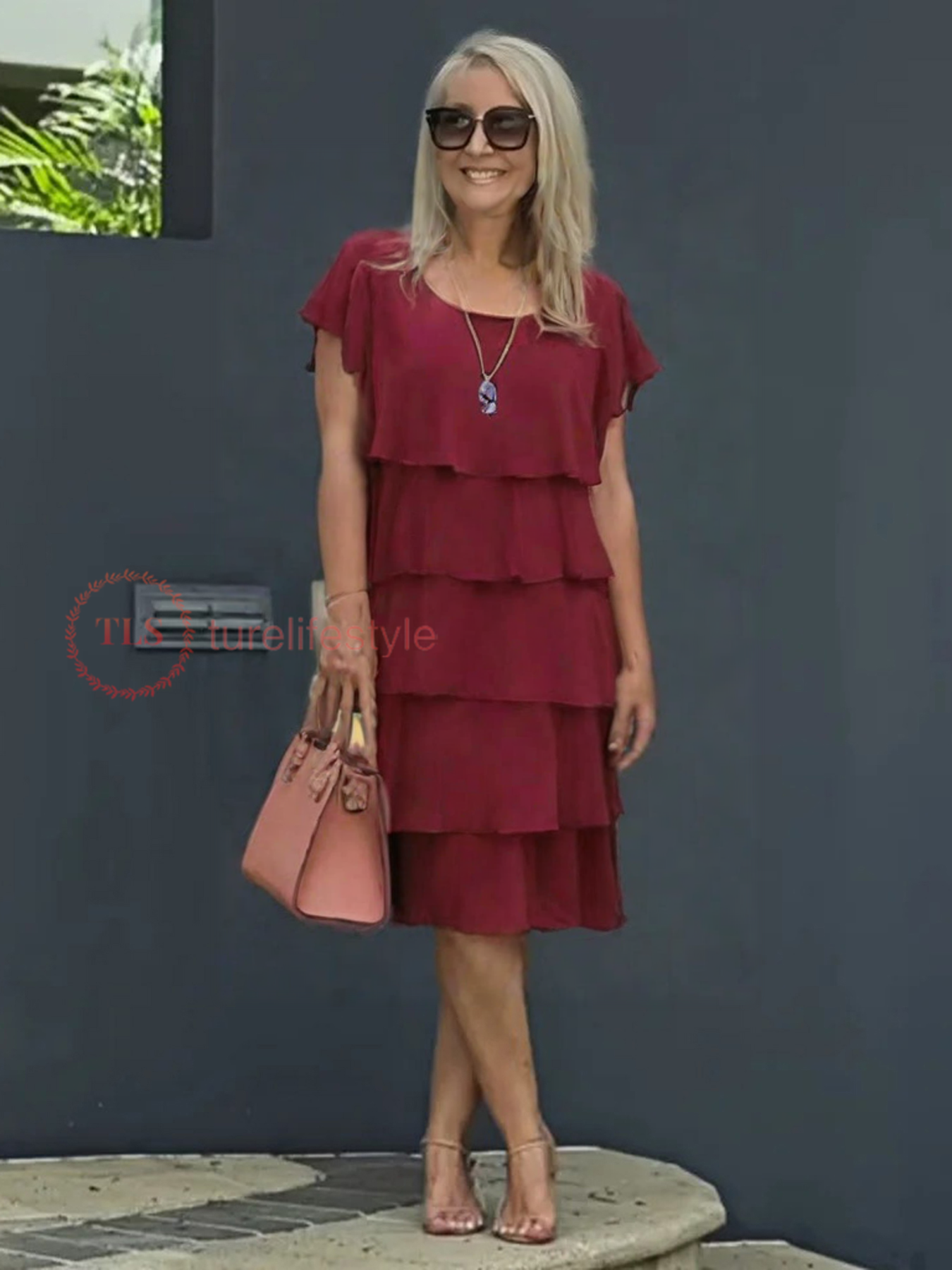 Lockeres Chiffon Midi Kleid Damen mit Asymmetrischem Saum, Geschichtet, Ideal für Sommer und Hochzeitsgast, Festliche Kleider