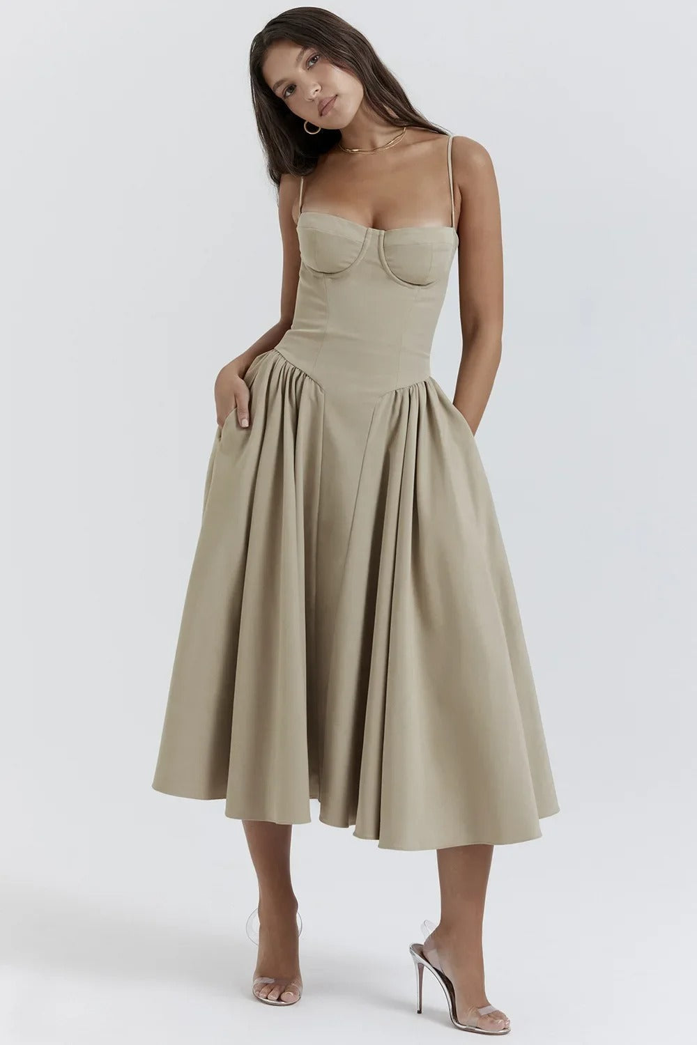 Variant image for Ärmelloses Korsett Midi-Kleid - Elegantes Midikleid Festlich aus Premium-Stoff für formelle Anlässe-37
