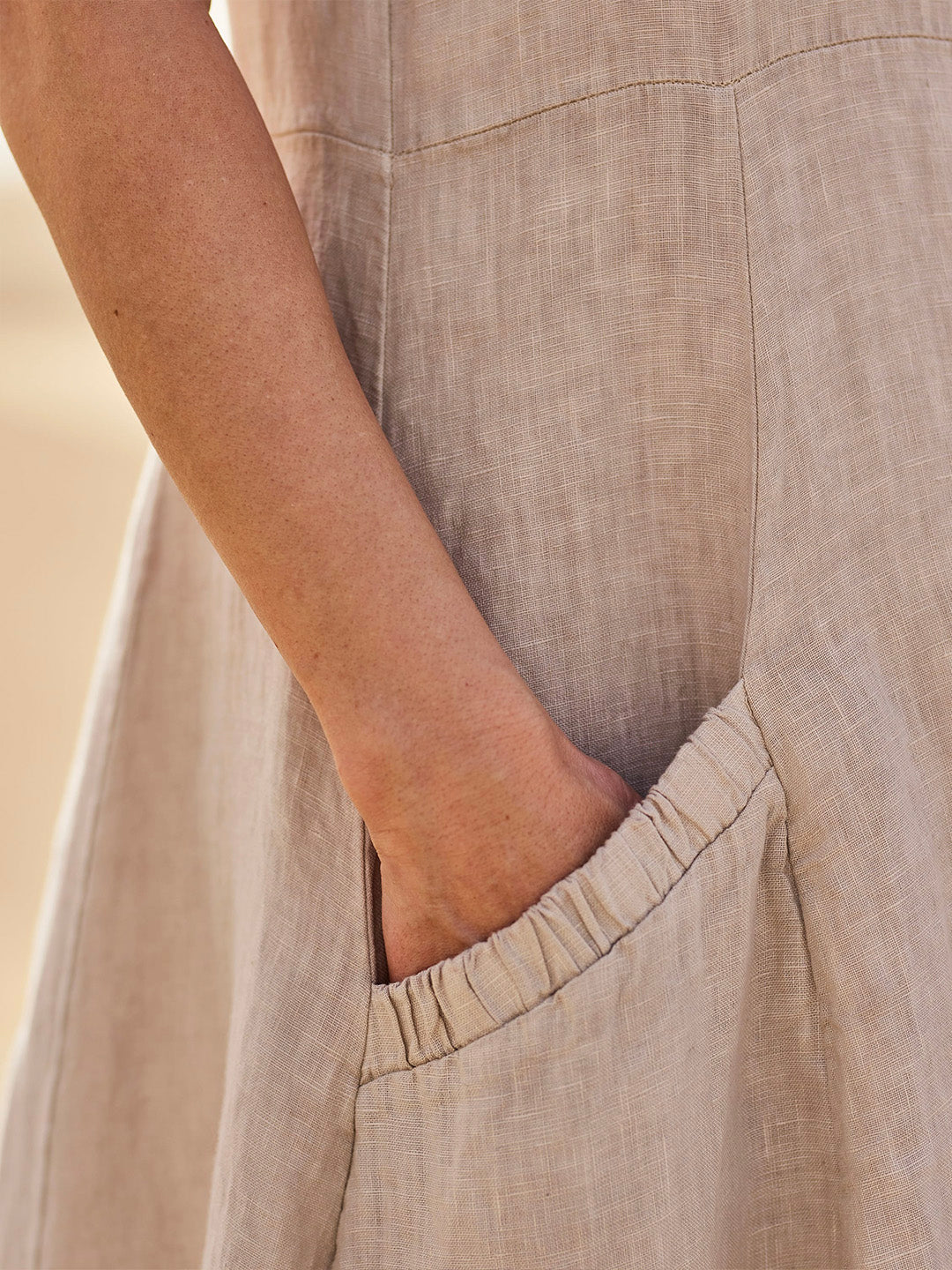 Damen Sommerkleid Mit Taschen, Lässiges Kniehohes Baumwollkleid Für Täglichen Komfort Und Stil