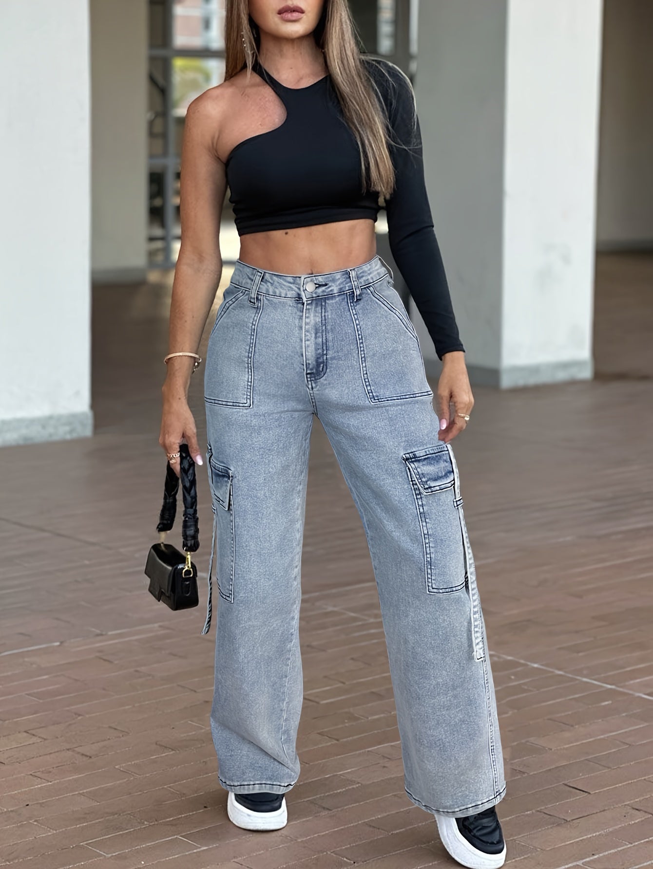 Trendige Frachtjeans Damen Mit Stretchstoff Und Praktischen Taschen-5