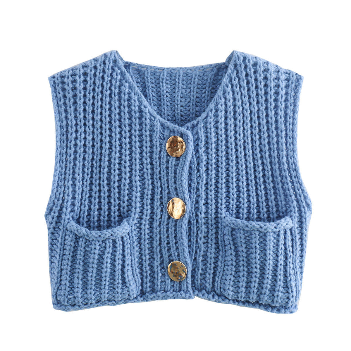 Ärmellose Strickweste Damen mit Taschen, Bequeme Passform für Jeden Anlass, Lange Weste für Vielseitigen Stil