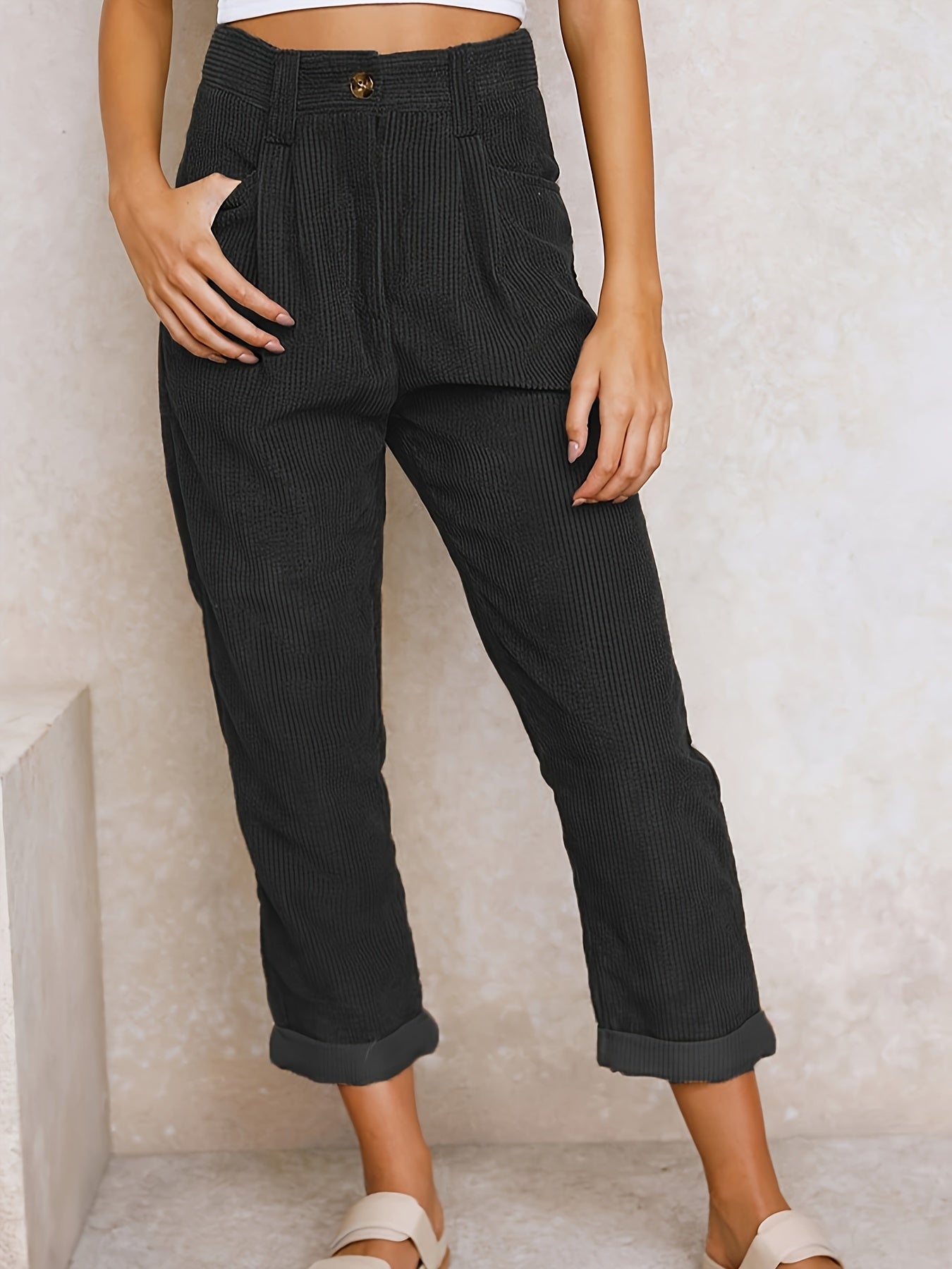 Hohe Taille Casual Damenhosen - Weicher Stoff, Bequeme Passform, Größen S bis 3XL, Vielseitig Kombinierbar-2