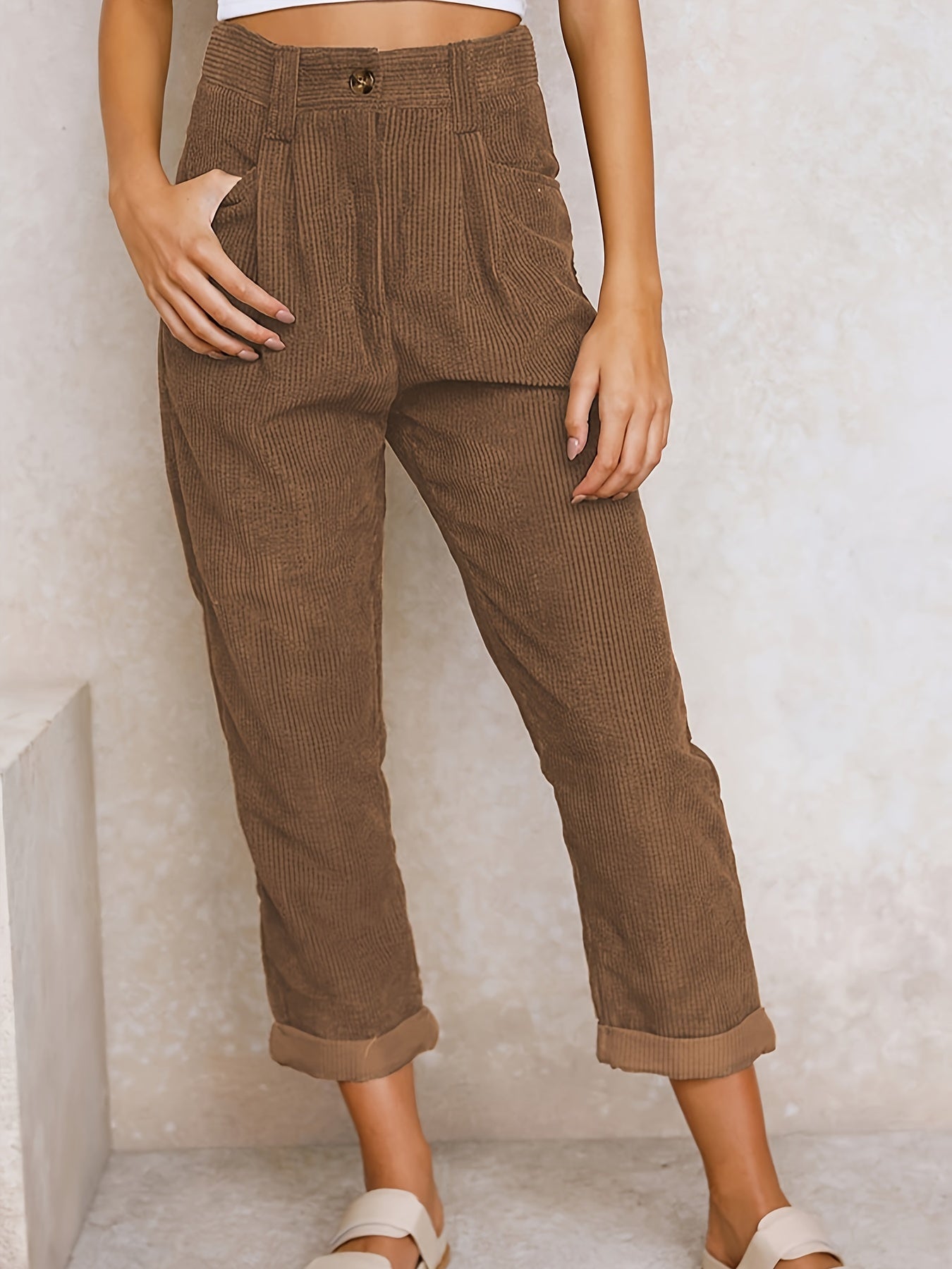 Variant image for Hohe Taille Casual Damenhosen - Weicher Stoff, Bequeme Passform, Größen S bis 3XL, Vielseitig Kombinierbar-7