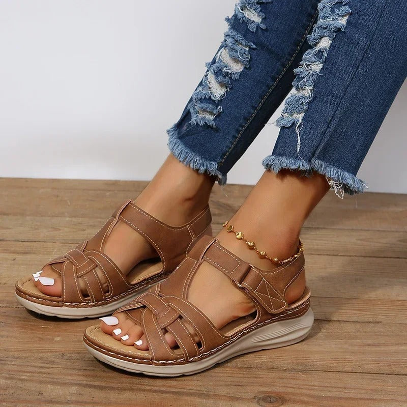 Atmungsaktive Damen Sandalen – modisches Ledermaterial, für den Alltag und Sommerausflüge 3