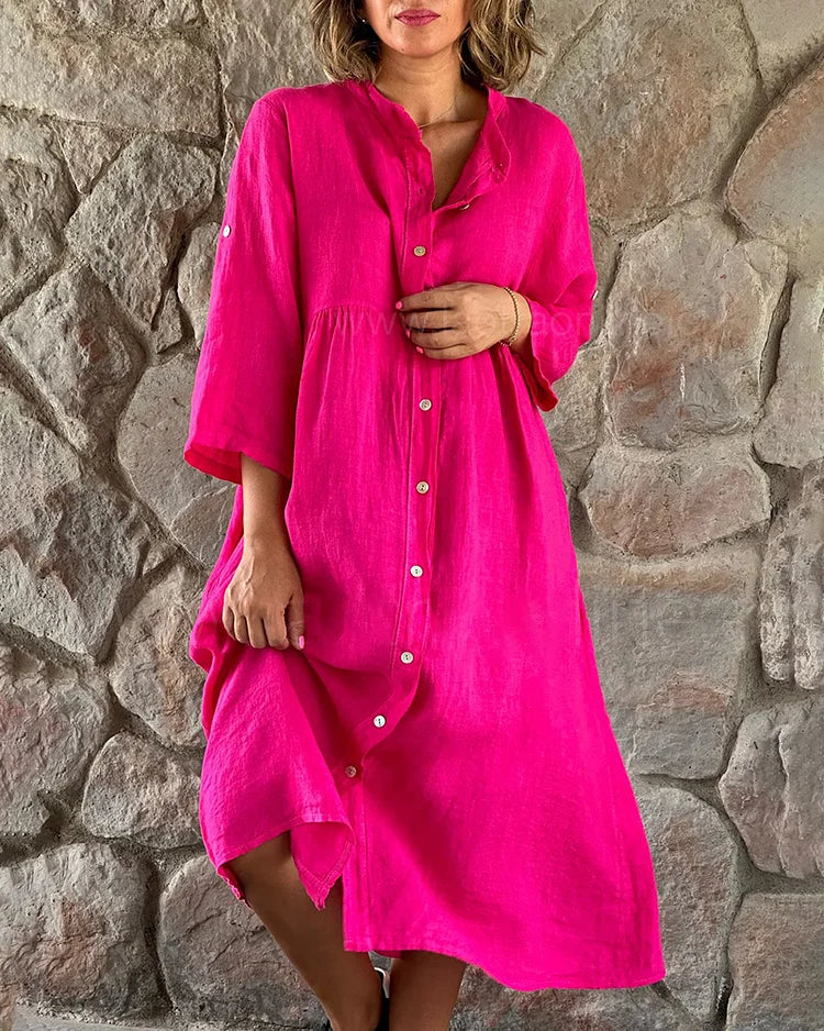 Atmungsaktives Damenkleid – lässiger Schnitt, Baumwoll-Leinen-Mischung, für jede Jahreszeit 2