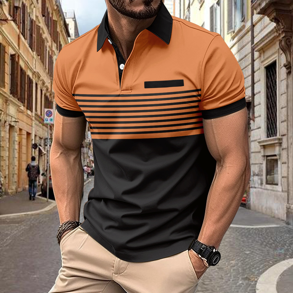 Atmungsaktives Herren Poloshirt – klassischer Schnitt, Baumwolle, für Freizeitaktivitäten 1