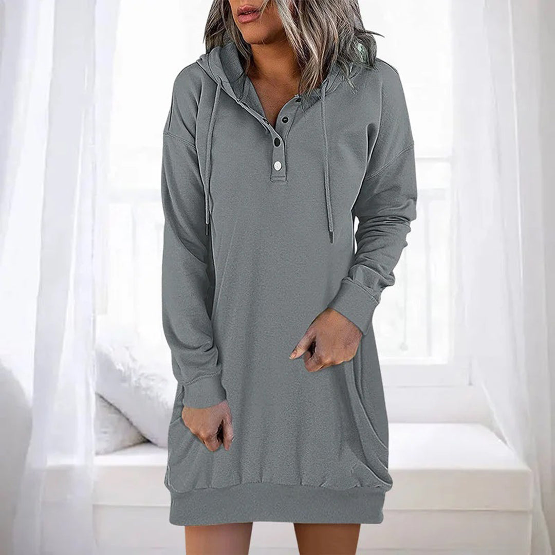 Bequeme Damen Hoodie-Kleid – lässiger Schnitt, Polyester, für Freizeit und Alltag 2