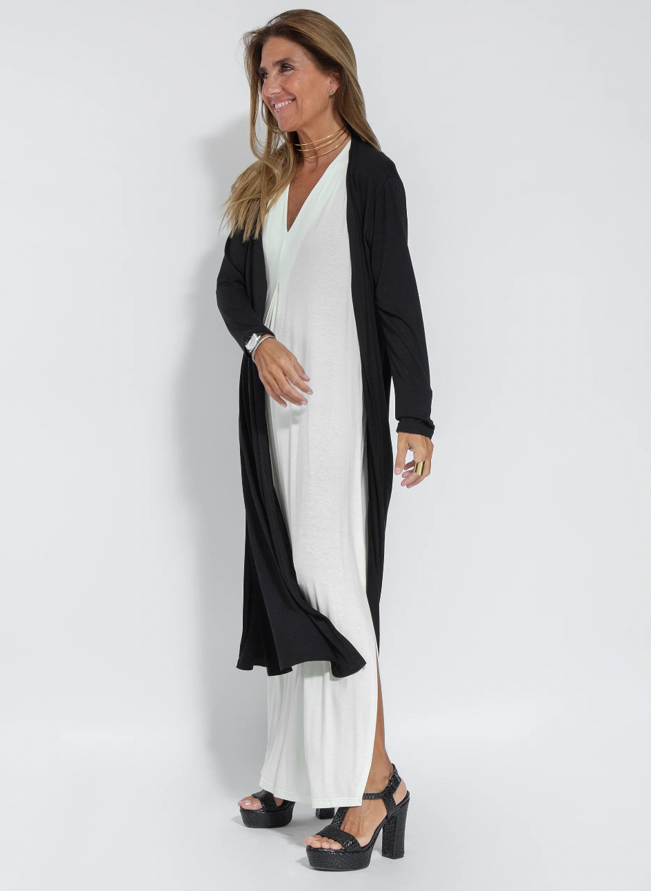 Elegantes Maxikleid für Damen mit Fließender Jacke – Lange Kleider für Formelle und Legere Anlässe, Weicher Leichter Stoff