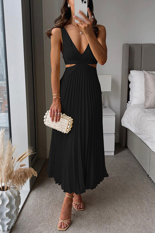 Variant image for Elegantes Weißes Maxikleid mit V-Ausschnitt für Damen, Plissiertes Langes Kleid für Besondere Anlässe-26