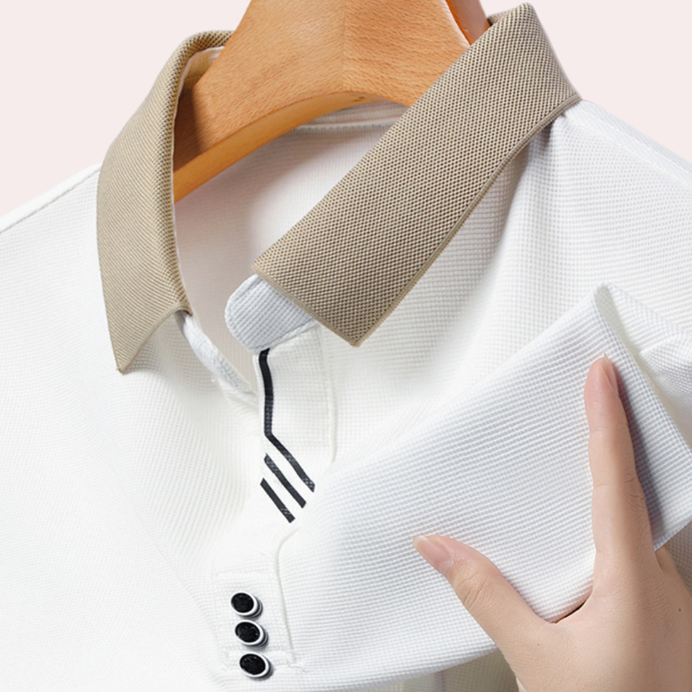 Variant image for Herren Langarm Polohemd aus Polyester, Klassischer Kragen, Normale Passform, Vielseitige Farben-17