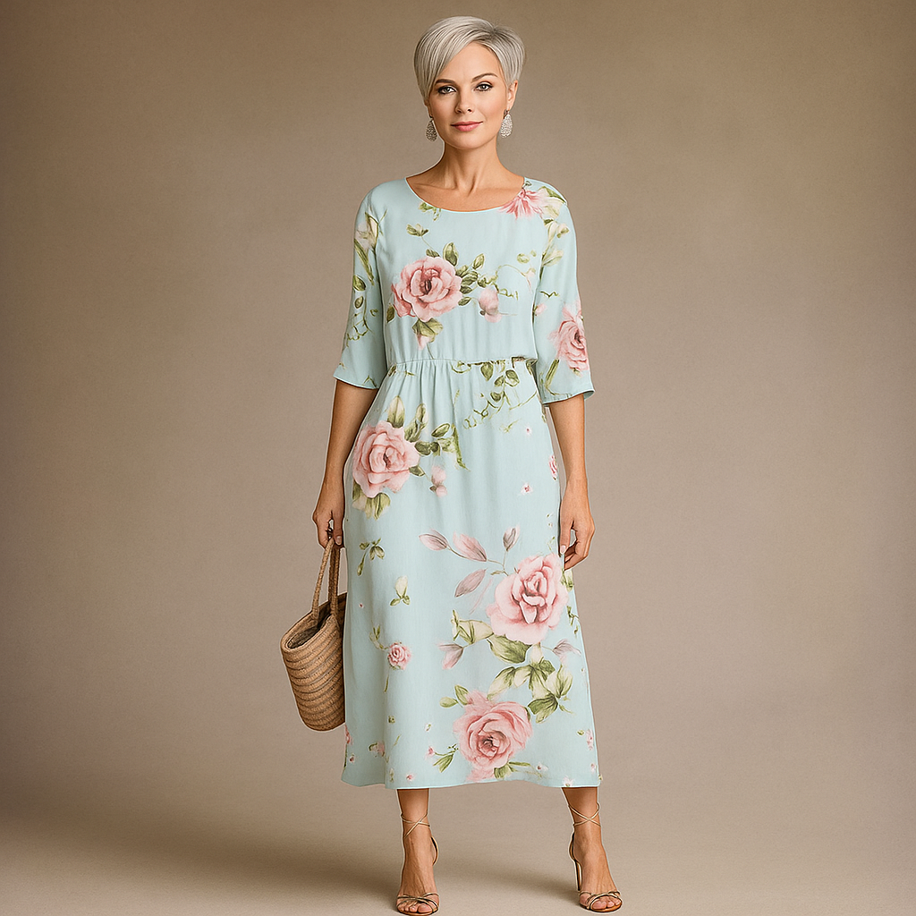 Elegantes Blumendruck Damenkleid Für Hochzeitsgäste - Bequeme Passform Für Festliche Anlässe