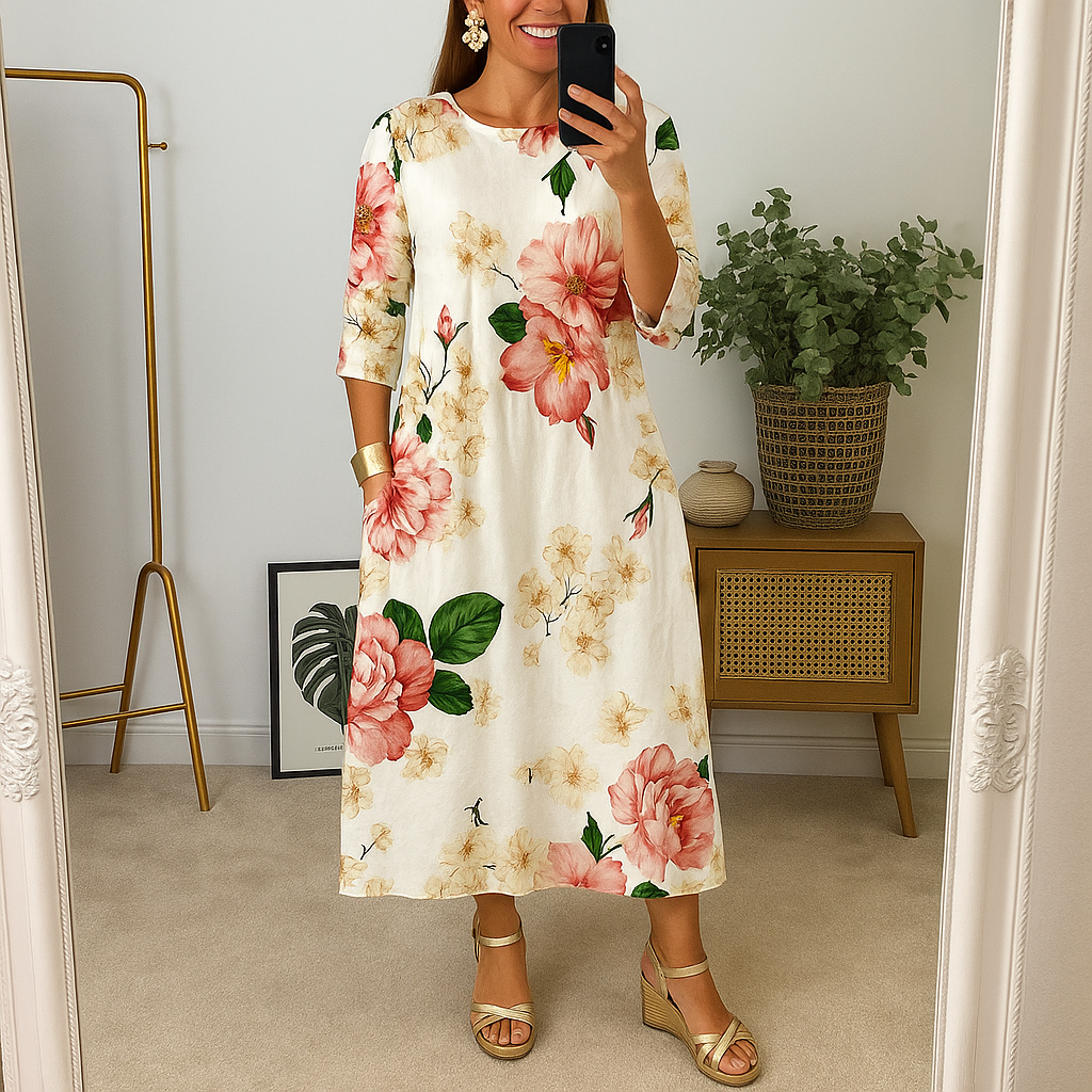 Elegantes Blumendruck Damenkleid Für Hochzeitsgäste - Bequeme Passform Für Festliche Anlässe
