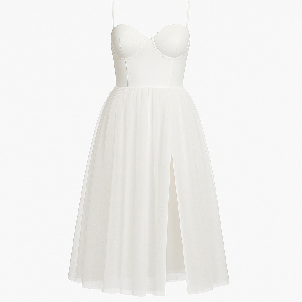 Mesh Spaghetti-Träger Herz-Ausschnitt Ballkleid für Heimkehrparty, Elegantes Abendkleid