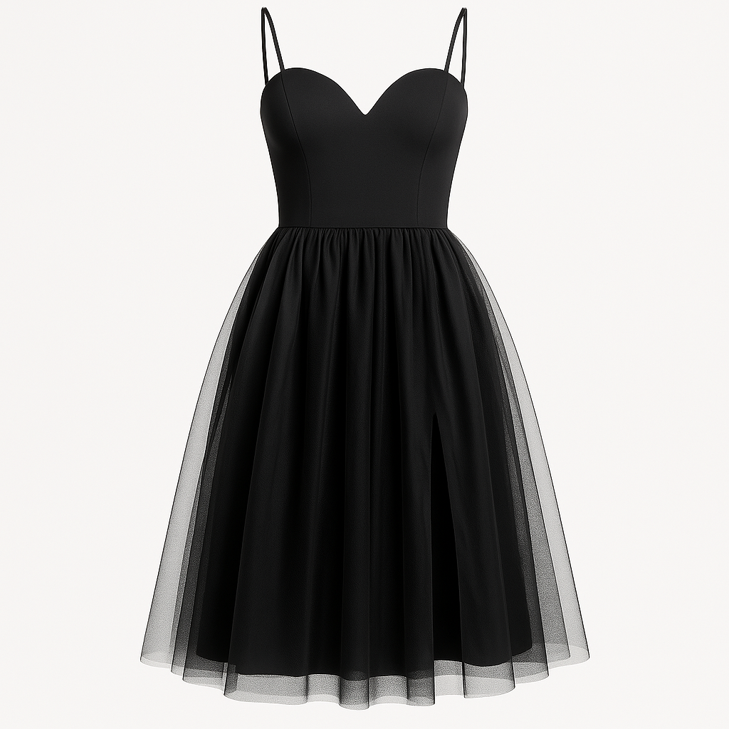 Mesh Spaghetti-Träger Herz-Ausschnitt Ballkleid für Heimkehrparty, Elegantes Abendkleid