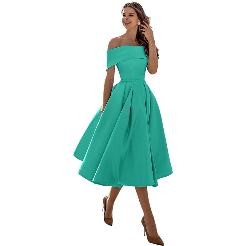 Festliches Damenkleid – trägerloses Design, schimmernder Satin, für Hochzeitsgäste 6