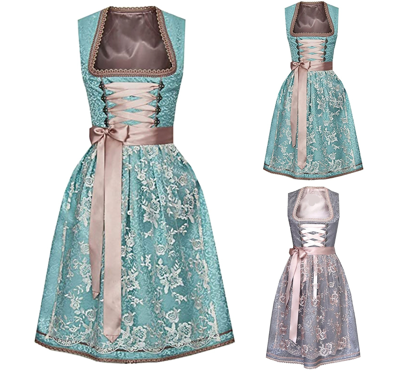 Figurschmeichelnde Damen Tracht – strapazierfähig, mit Bluse und Schürze, für festliche Anlässe 3