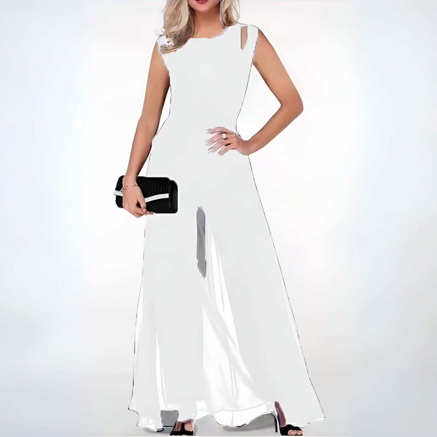 Flatternder Damen Jumpsuit – ärmellos, hochwertiges Material, für Hochzeiten und festliche Anlässe 5