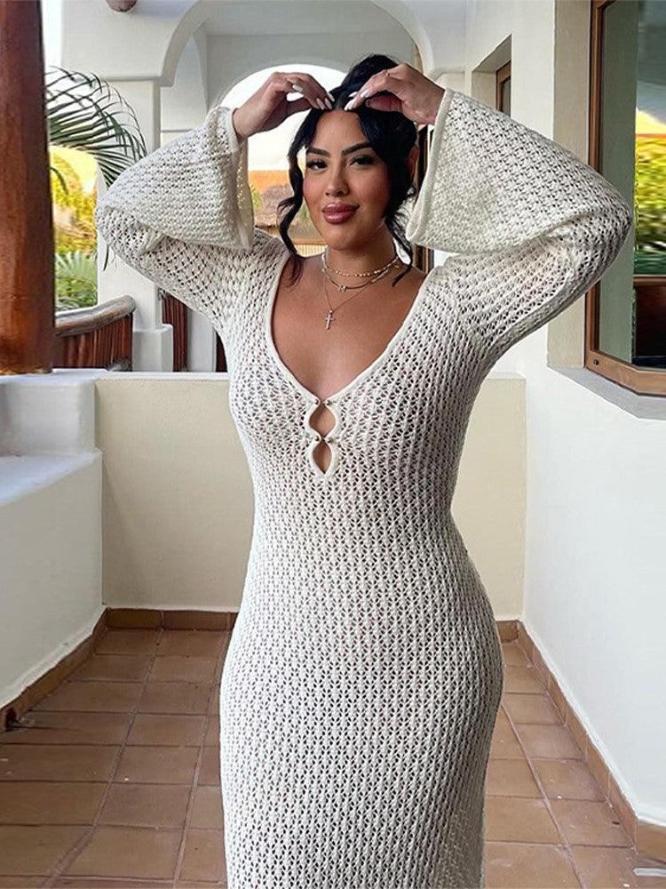 Fließendes Damenkleid – tiefer V-Ausschnitt, transparenter Stoff, für Hochzeitsgäste oder festliche Anlässe 6