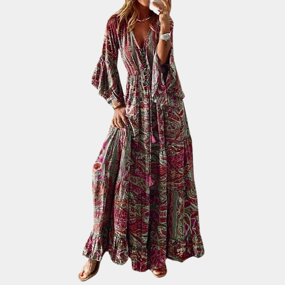 Fließendes damenkleid – figurbetont im Boho-Stil, hochwertiger Polyester, für festliche Anlässe 5