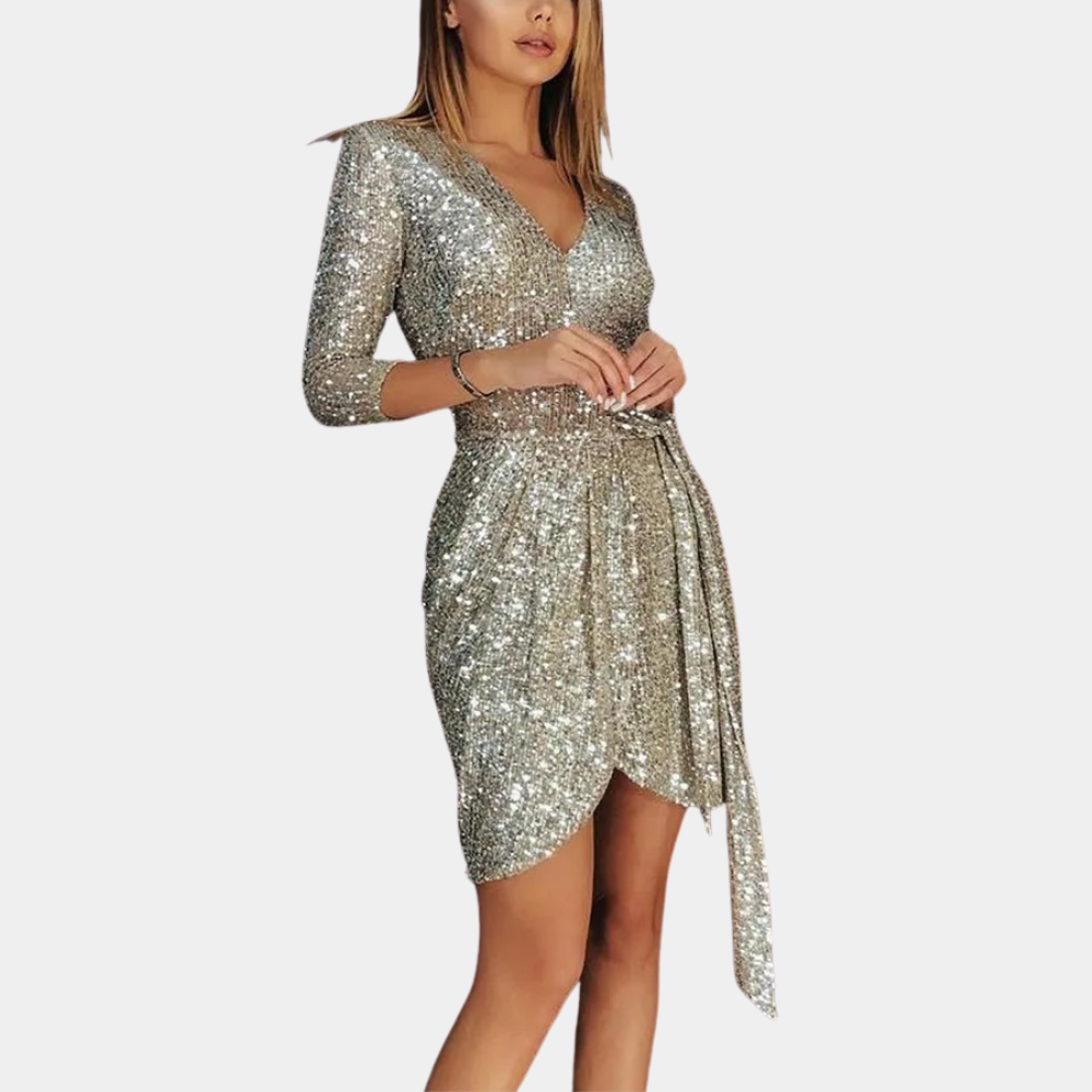 Glitzernde Damen Abendkleid – tailliert, Polyester, für Hochzeiten und Feste 2