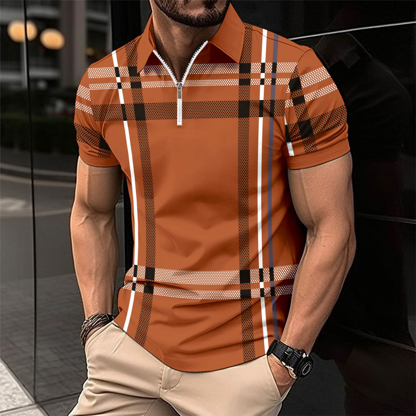 Hochwertiges Herren Polo Shirt – kariertes Design, Baumwolle, für den Alltag 3