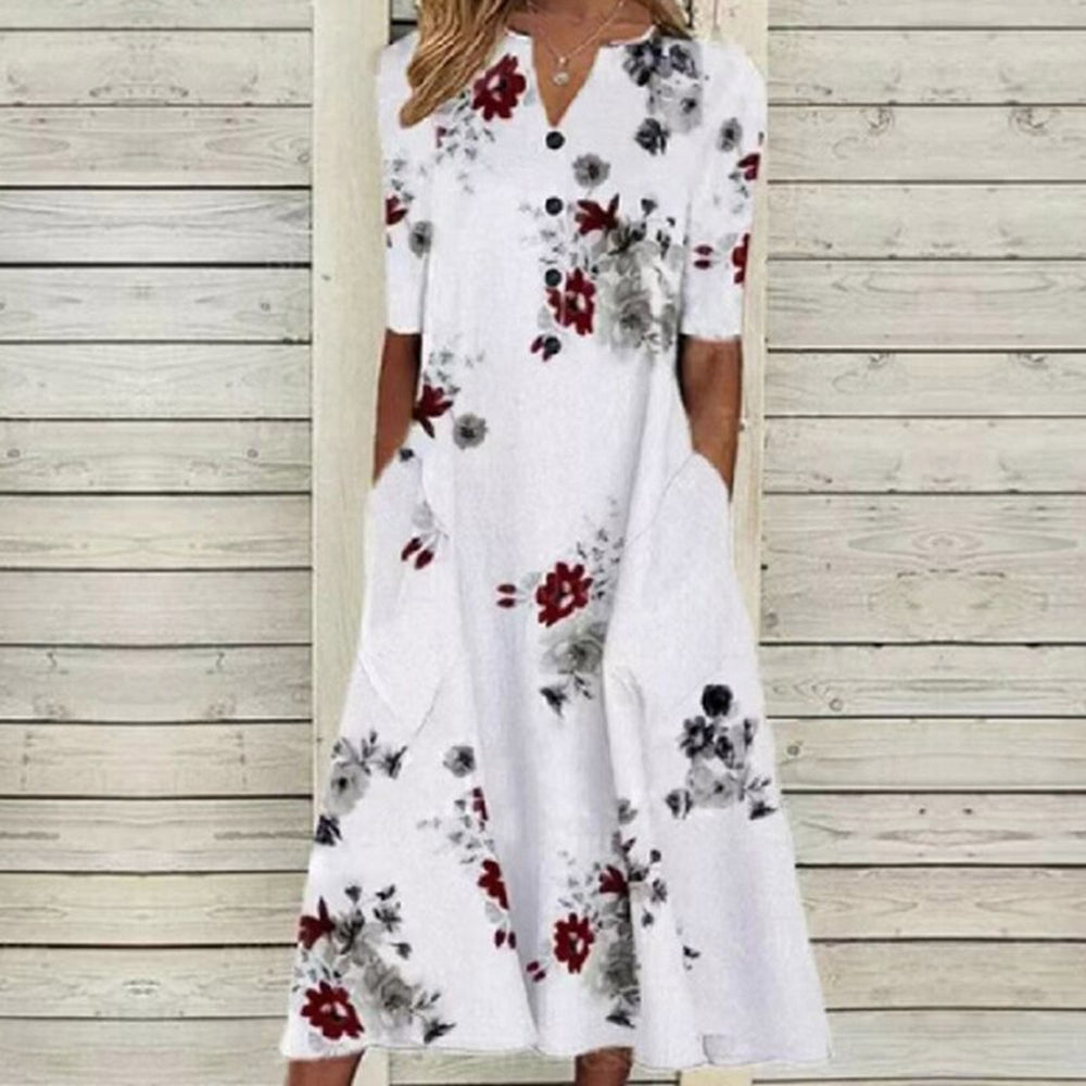 Leichtes & fließendes Damenkleid – florales Design, Polyester, für den Alltag 3