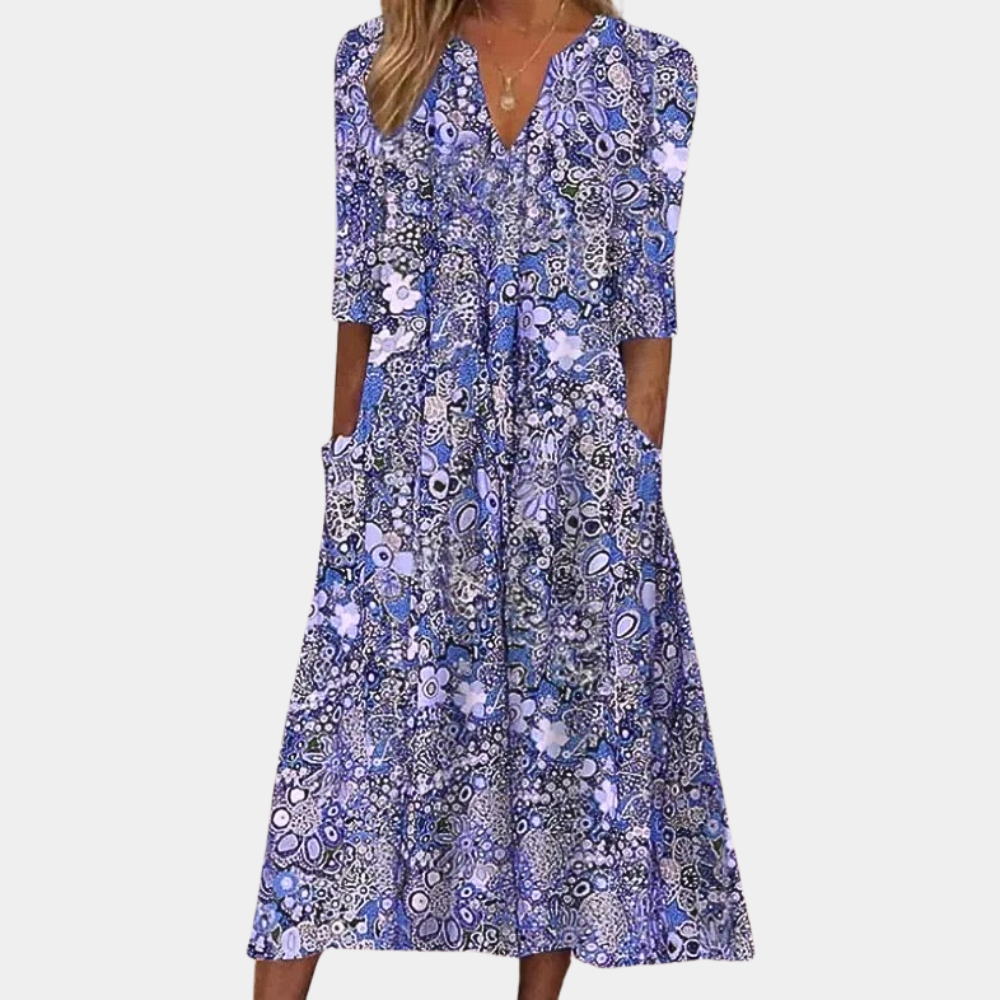 Luftiges Damenmaxikleid – geblümtes Design, weicher Stoff, für Sommer und Frühling 1