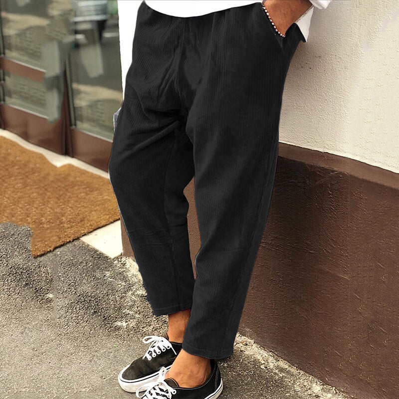Men’s Loose Fit Casual Trousers Relaxed Ankle-Length Style