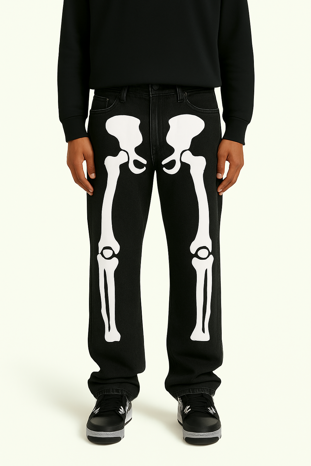 Y2K Skeletthosen Unisex Aus Baumwollpolyestermischung Mit Auffälligen Skelettdesigns Und Mehreren Taschen-4