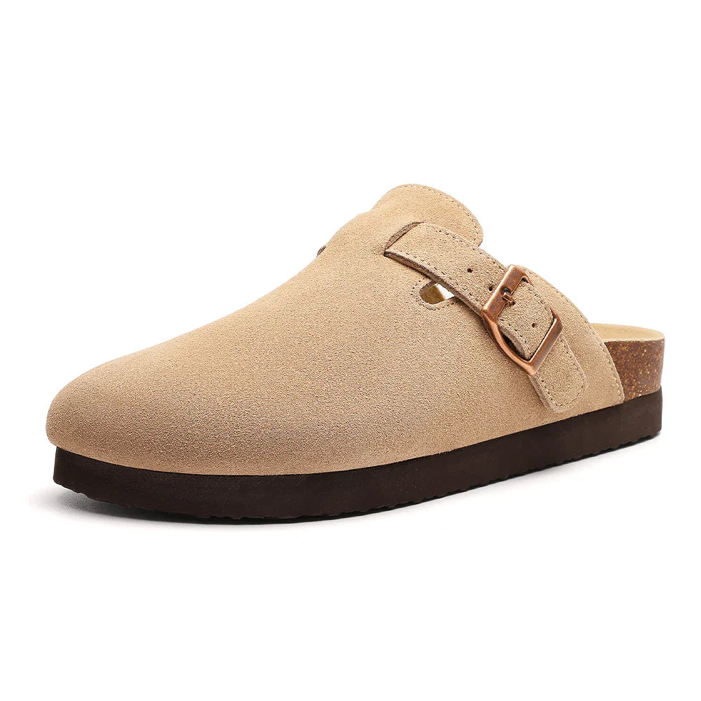 Komfortable Korkrutsche Sandalen Damen - Unisex Wildleder Clogs mit Weichem Fußbett und Rutschfester Außensohle-2