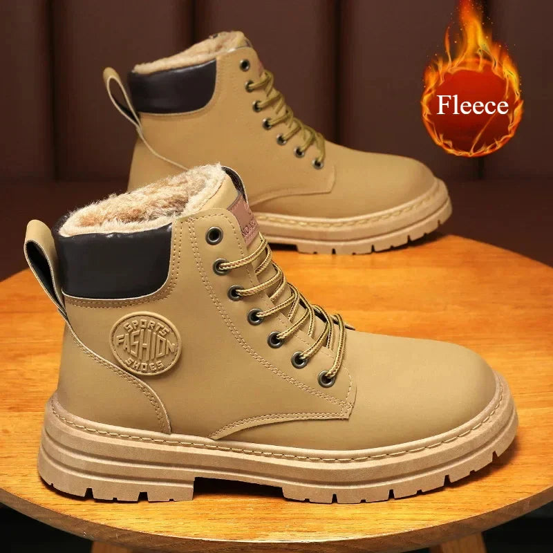 Retro Herrenstiefel Hoch für Winter - Casual Motorrad Knöchelschuh-6