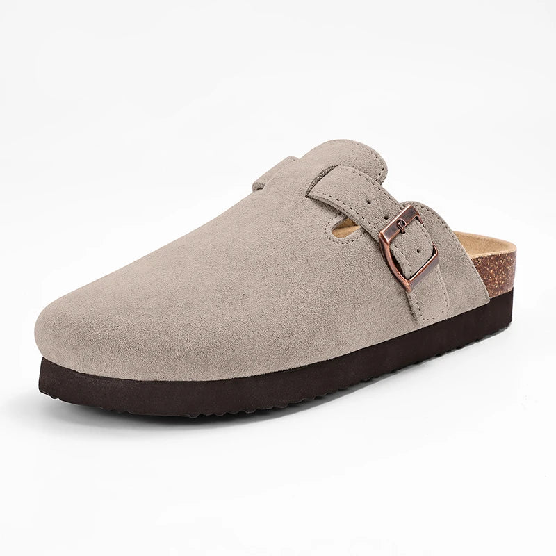 Komfortable Korkrutsche Sandalen Damen - Unisex Wildleder Clogs mit Weichem Fußbett und Rutschfester Außensohle-4
