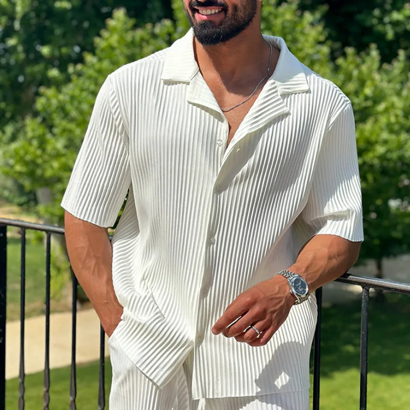 Leichtes Leinen Kurzärmeliges Hemd und Fluidhose - Lässige Sommer Outfits Damen für Stilvolle Tage-3