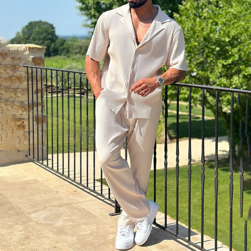 Variant image for Leichtes Leinen Kurzärmeliges Hemd und Fluidhose - Lässige Sommer Outfits Damen für Stilvolle Tage-7