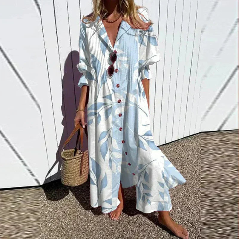 Variant image for Boho Blumenmaxikleid Damen, Eleganter Tiefer V-Ausschnitt, Fließende Silhouette, Leichtes Sommer Maxikleid-19