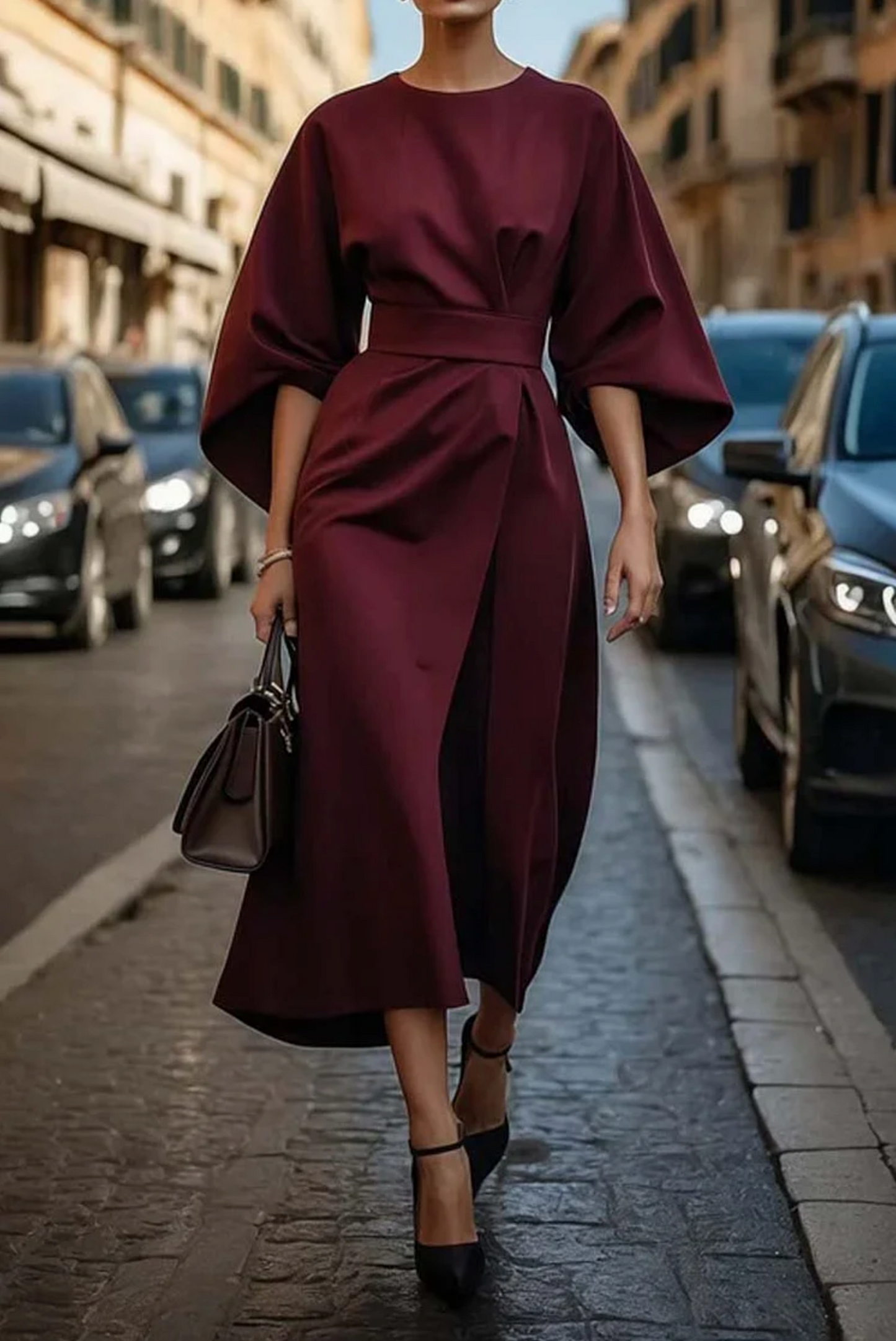 Variant image for Maxi Kleid mit Gürtel für Damen - Schmeichelhaftes, Langes Maxikleid in Plus-Größen, Ideal für Hochzeitsgast und Festliche Anlässe-19