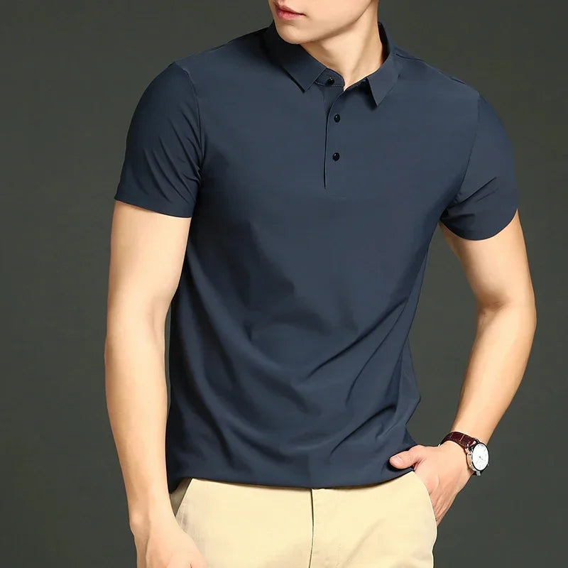 Herren Polohemd Langarm, Atmungsaktiver Stoff, Verstellbare Passform für Büro und Freizeit-3
