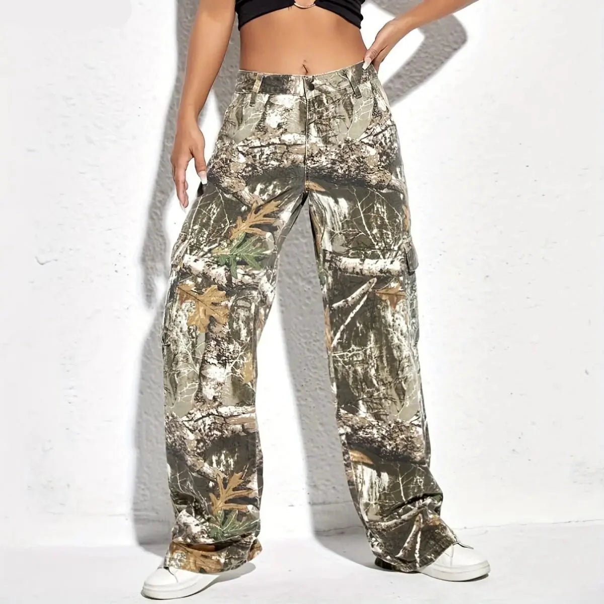 Hohe Taille Tarn-Denimhose für Damen mit Weitem Bein – Modische Hosen Damen für Herbstmode-2