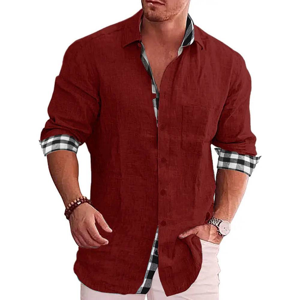 Baumwoll Plaidbluse Damen - Langarm Bluse für Büro und Arbeitskleidung - Größen S bis 5XL-3