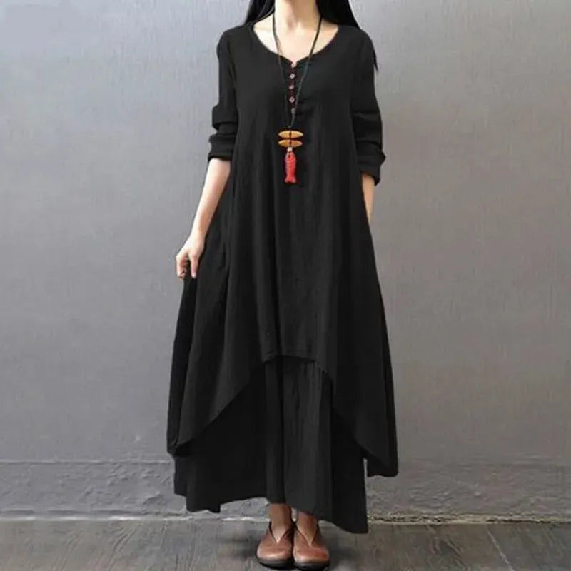 Böhmisches Geschichtetes Vintage Sommerkleid Damen, Plus Größen M-5XL, Elegantes und Komfortables Design für den Sommer