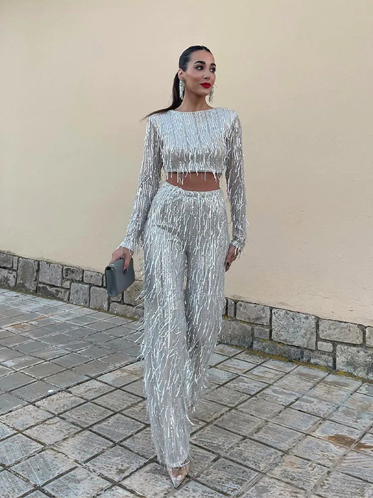 Elegantes Damen Set: Crop Top Mit Passenden Hosen Aus Weichem, Atmungsaktivem Stoff Für Sommermode-6